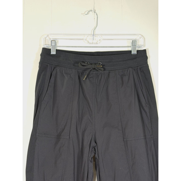 CRZ YOGA Striped Ruched Joggers Size Medium Pockets Black Athleisure Gorpcore - Picture 6 of 12